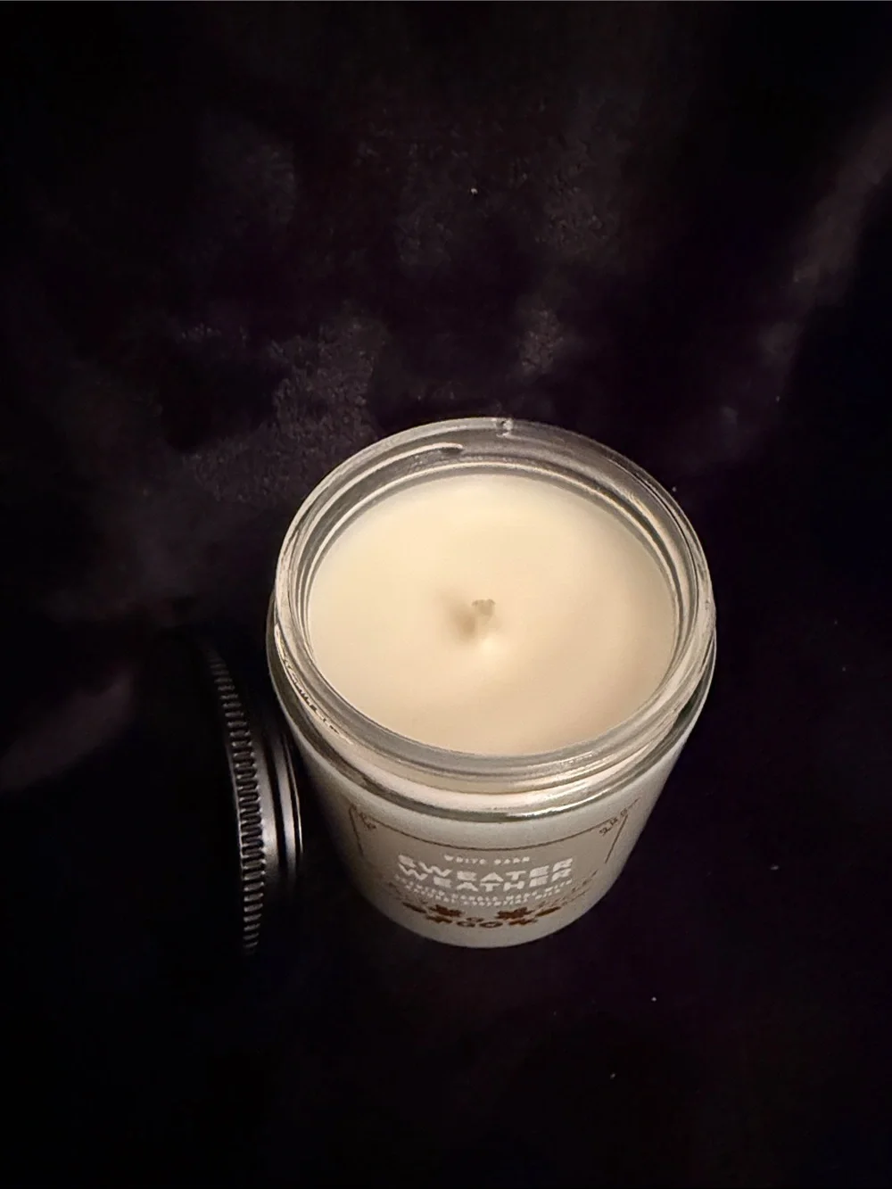 White Barn Sweater Weather Candle - White Jar with Black Lid